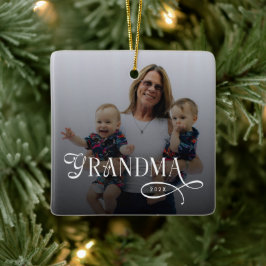Modern Grandma Photo Personalized Keramikornament