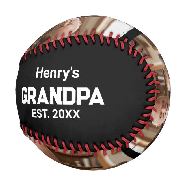 Modern Grandpa Est. Name Year 3 Photo Baseball (Rückseite Links)