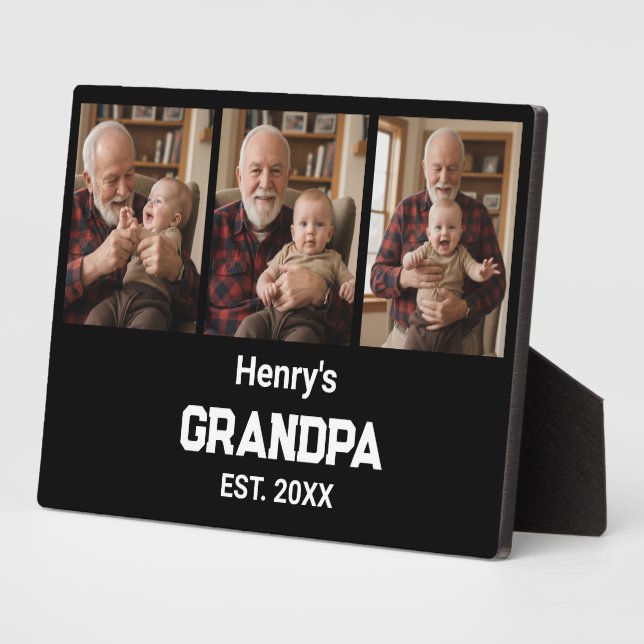 Modern Grandpa Est. Name Year 3 Photo  Fotoplatte (Seite)