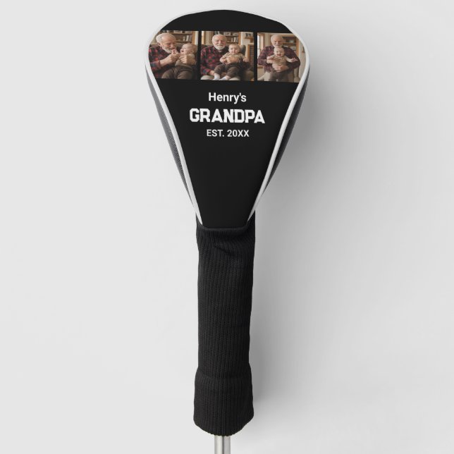 Modern Grandpa Est. Name Year 3 Photo  Golf Headcover (Vorderseite)