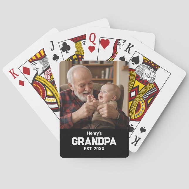 Modern Grandpa Est. Name Year Photo Black Spielkarten (Rückseite)