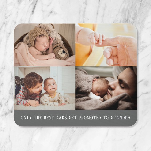 Modern Grau 4 Foto Collage für Opa Mousepad (Von Creator hochgeladen)