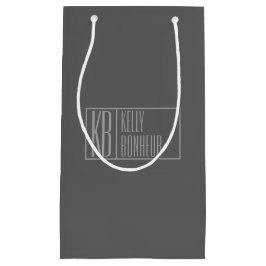 Modern, grau auf dunkelgrau, Initials & Name Logo Kleine Geschenktüte