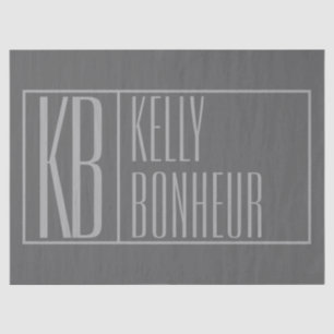 Modern, grau auf dunkelgrau, Initials & Name Logo Seidenpapier