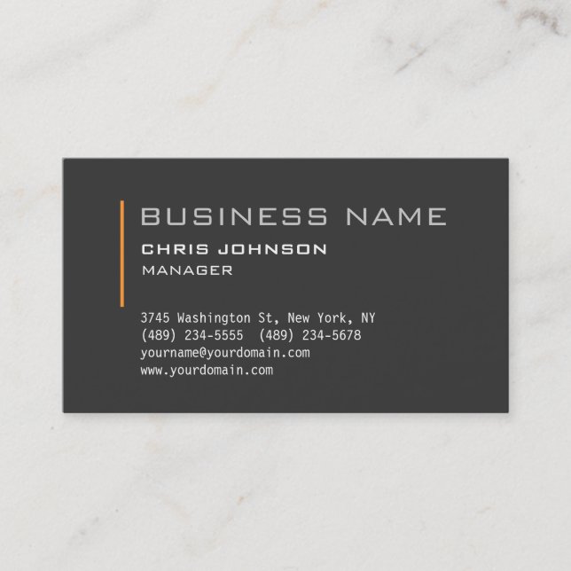 Modern Grau Charming Manager Business Card Visitenkarte (Vorderseite)