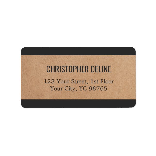 Modern grau Streifen Kraft Paper Label Adressaufkleber (Vorne)