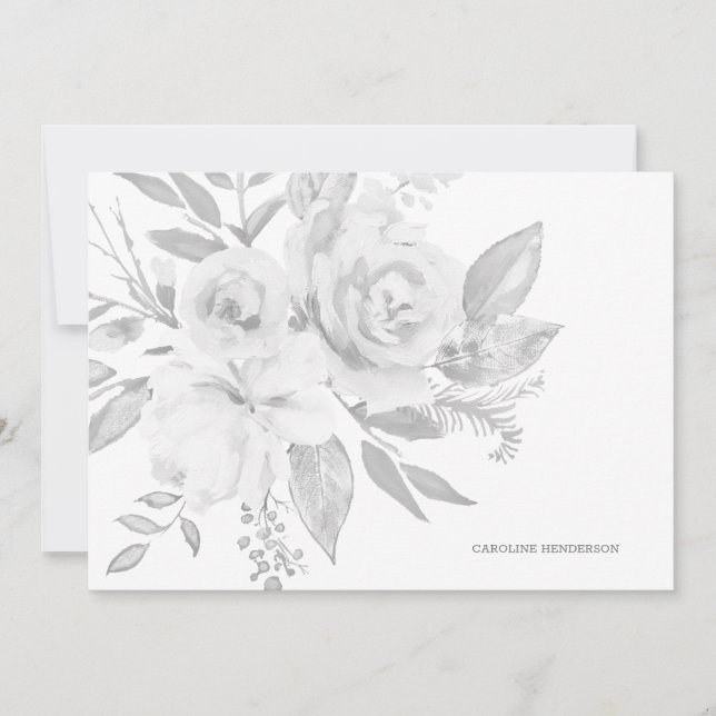 Modern grau-weiß monochromatisch Personalisiert Mitteilungskarte (Vorderseite)