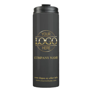 Modern Graue Gold Werbefirma-Logo Thermosbecher