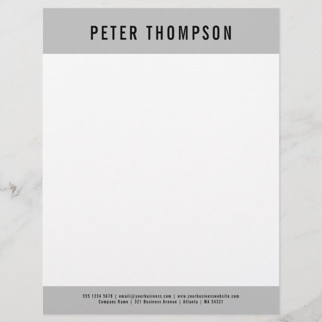 Modern graue Minimalistische Firmenlogos Briefbogen (Vorderseite)