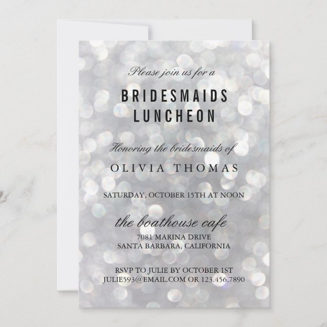 Modern Gray Bridesmaids Luncheon Einladungskarte (Vorderseite)