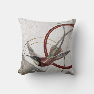 Modern Gray & Burgund Hummingbird Kissen