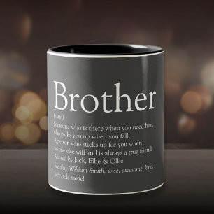 Modern Gray Cool Fun Best Brother Ever Definition Zweifarbige Tasse