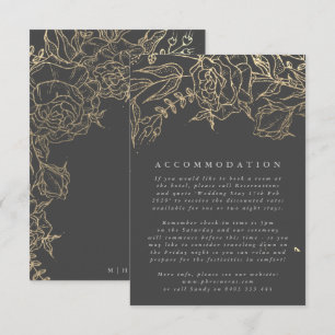 Modern Gray Iron Ore Gold Elegante Pampas Wedding Begleitkarte