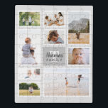 Modern Gray Monochrome Family Foto Collage Puzzle<br><div class="desc">Dieses einzigartige und moderne Grau-Foto-Collage-Puzzle bietet Ihnen die Möglichkeit,  Ihre eigenen Fotos hinzuzufügen und einen Namen und eine Initiale hinzuzufügen. Dieses trendige und einfache personalisierte monochrome Fotomontage-Design ist das perfekte Halb-Sake-Geschenk für jede Mutter,  Großmutter oder andere Familienmitglieder,  die Lieben,  die Rätsel zusammen stellen!</div>