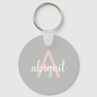 Modern Gray Pink Stilvolle Monogram Name and Initi