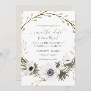 Modern Gray Sage Willow Eukalyptus Save the Date Einladung