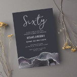 Modern Gray Silver Agate 60. Geburtstagsparty Einladung<br><div class="desc">Diese schöne Agate Invitation ist perfekt für jeden besondere Anlass! Das elegante, trendige und moderne Design wird Ihren Gästen das Gefühl geben, königlich zu sein. Die graue Aquarelltexturierung und die Imitate silberne Glitzer Akzente verleihen ihm ein luxuriöses Aussehen und schaffen eine einzigartige und stilvolle Einladung. Sie können die Texte an...</div>