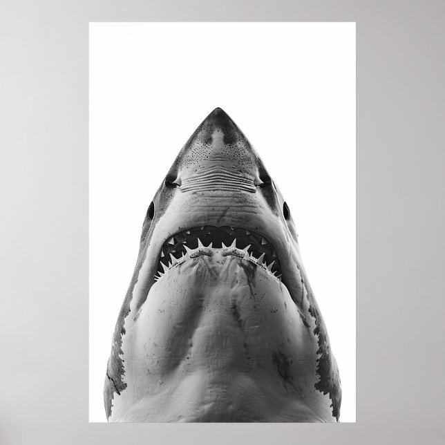 Modern Great White Shark Portrait Poster (Vorne)