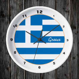 Modern Greek Flag, Greece trendy Home / design Runde Wanduhr