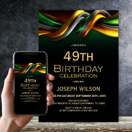 Modern Green and Gold Any Age Birthday Party Einladung