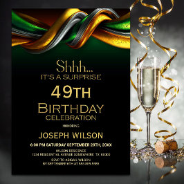 Modern Green and Gold Surprise Birthday Party Einladung