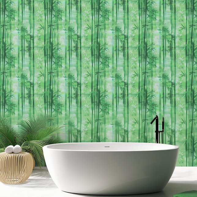 Modern Green Bamboo 2'x10' Roll Tapete (Von Creator hochgeladen)