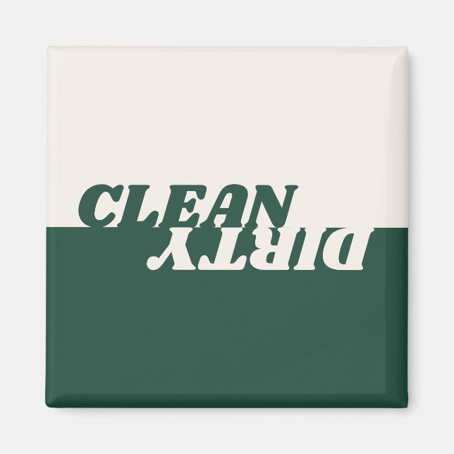 Modern green beige clean dirty dishwasher magnet (Vorne)