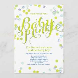 Modern Green Blue White Baby Sprinkle Einladung