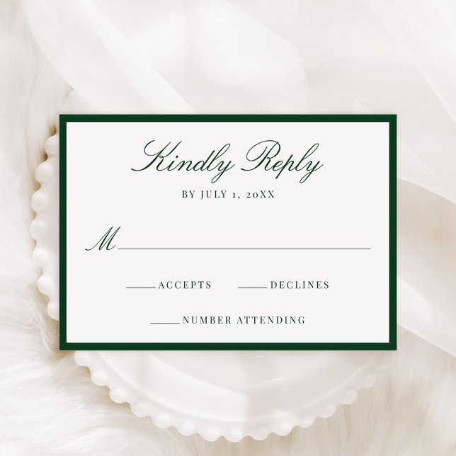 Modern Green Border Wedding RSVP Karte (Von Creator hochgeladen)