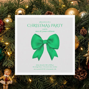 Modern Green Bow Weihnachtsfeier Einladung