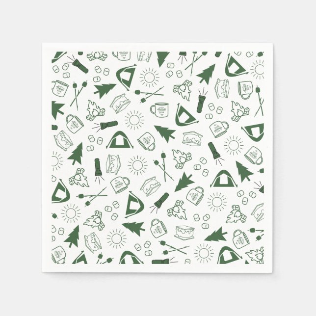 Modern Green Camp Bachelorette Weekend Serviette (Vorderseite)