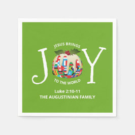 Modern Green Christmas JOY TO THE WORLD Serviette