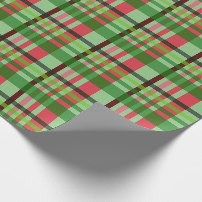 Modern Green Christmas Kariert Geschenkpapier (Ecke)
