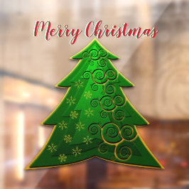 Modern Green Christmas Tree Fensteraufkleber