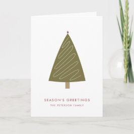 Modern Green Christmas Tree & Red Star Simple Feiertagskarte