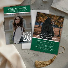 Modern Green College Graduation Senior Photo Einladung