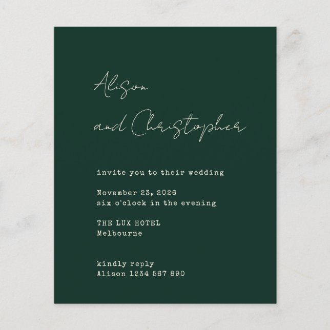 Modern Green Elegant Script Wedding Invitation (Vorderseite)