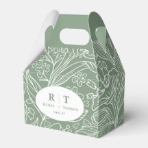 Modern Green Floral Monogram Danke Hochzeit
