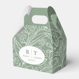 Modern Green Floral Monogram Danke Hochzeit Geschenkschachtel
