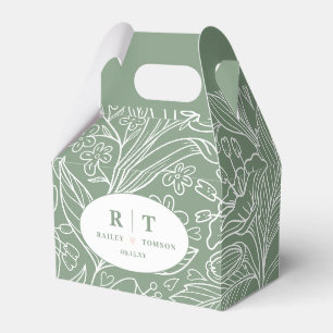 Modern Green Floral Monogram Danke Hochzeit Geschenkschachtel
