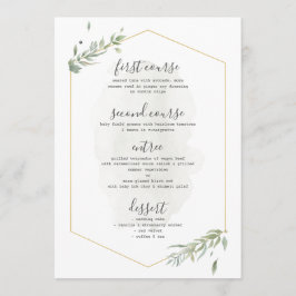 Modern Green Foliage Gold Frame Wedding Menu Menükarte
