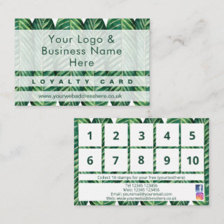 Modern Green Folies Blattdesign Loyalty Card Visitenkarte
