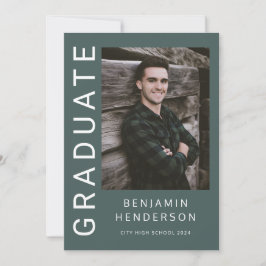 Modern Green Foto Boy Abschluss Ankündigung