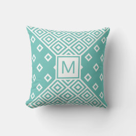 Modern Green Geometric Monogram Kissen
