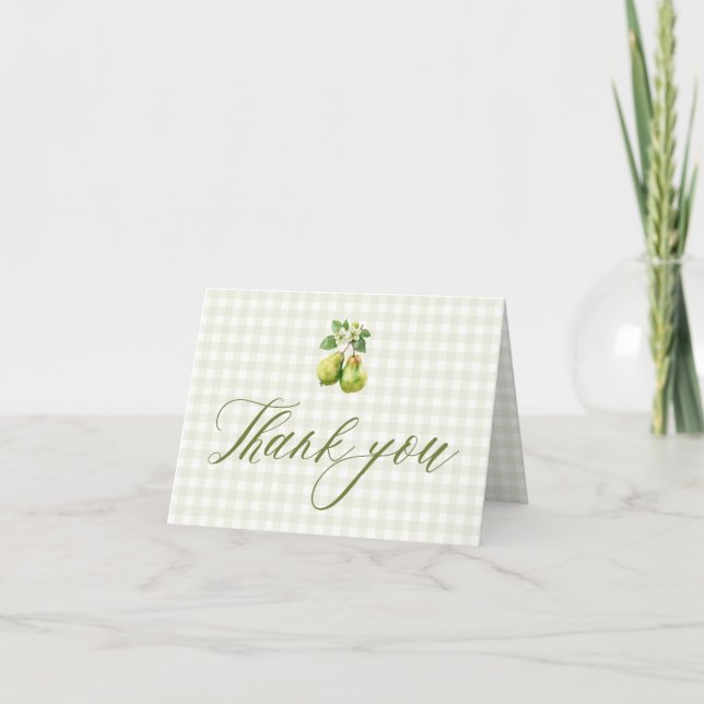 Modern Green Gingham Perfect Pair Bridal Shower Dankeskarte (Vorderseite)