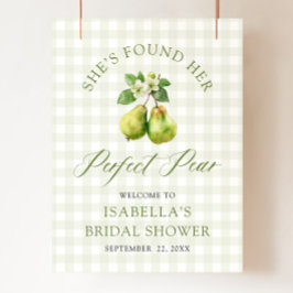 Modern Green Gingham Perfect Pair Bridal Shower Poster