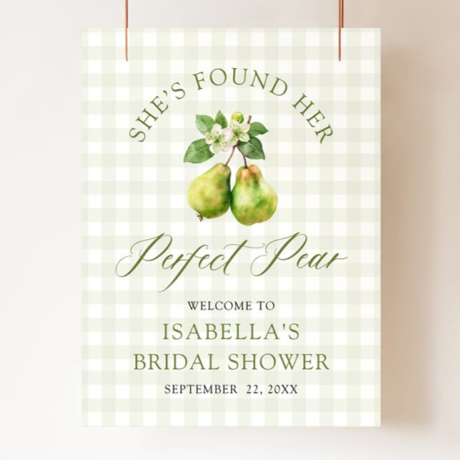 Modern Green Gingham Perfect Pair Bridal Shower Poster (Modern Green Gingham Perfect Pair Bridal Shower Foam Board)
