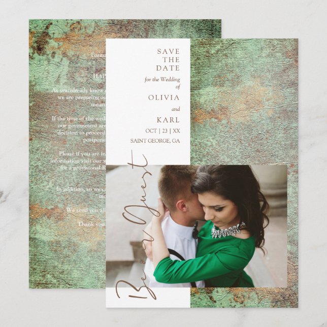 Modern Green Gold Be Our Guest Photo Couple (Vorne/Hinten)