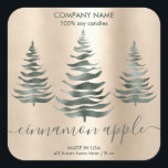 Modern Green Gold Glitzer Pine Christmas Candle Quadratischer Aufkleber<br><div class="desc">Moderne Green Gold Glitzer Pine Christmas Candle Square Sticker</div>