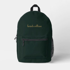 Modern: Green & Gold Script Monogram Bedruckter Rucksack